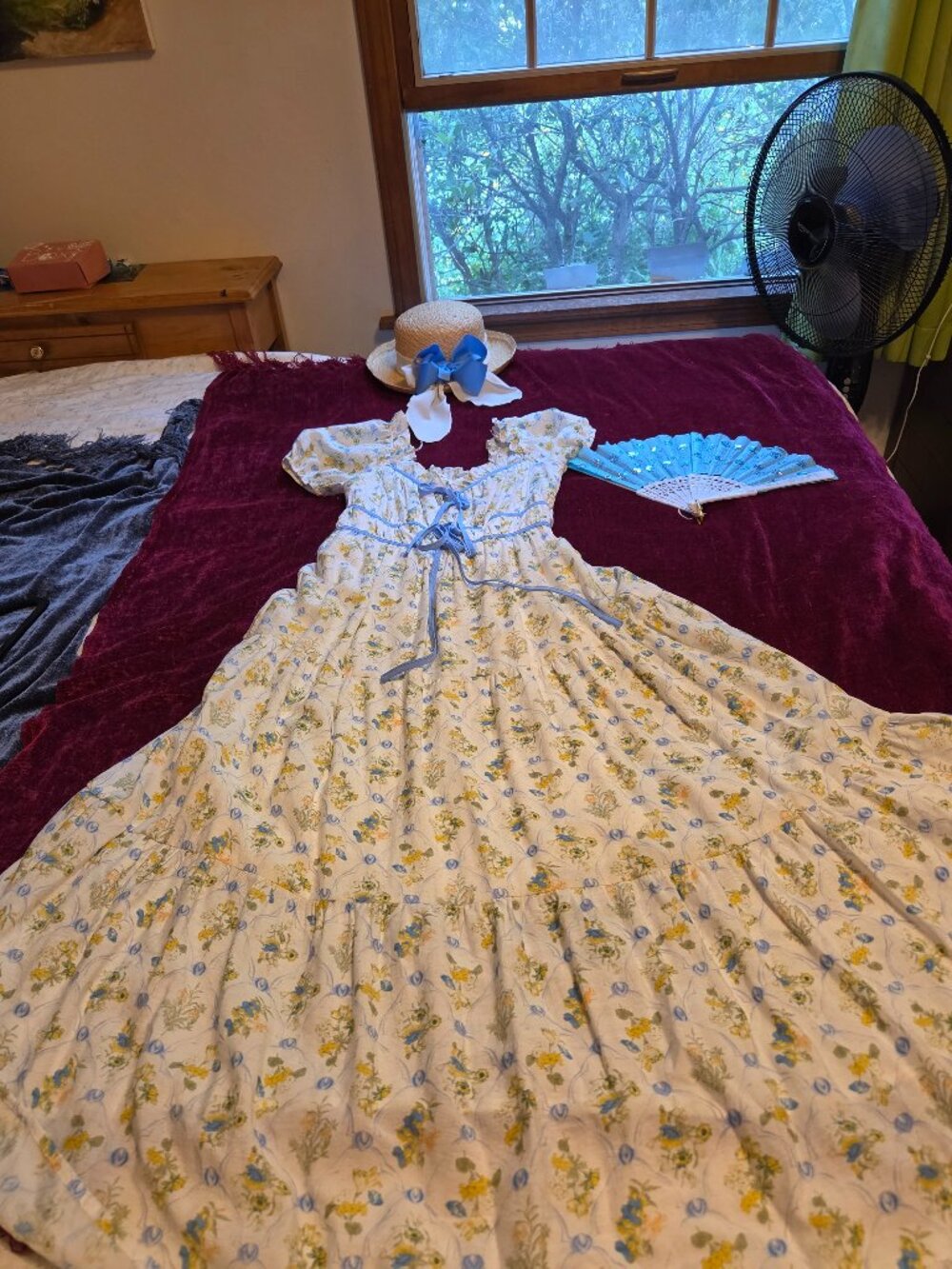 ADORABLE CORNSILK FLOWERS IN YELLOW AND BLUE RUFFLE MAXI SMALL